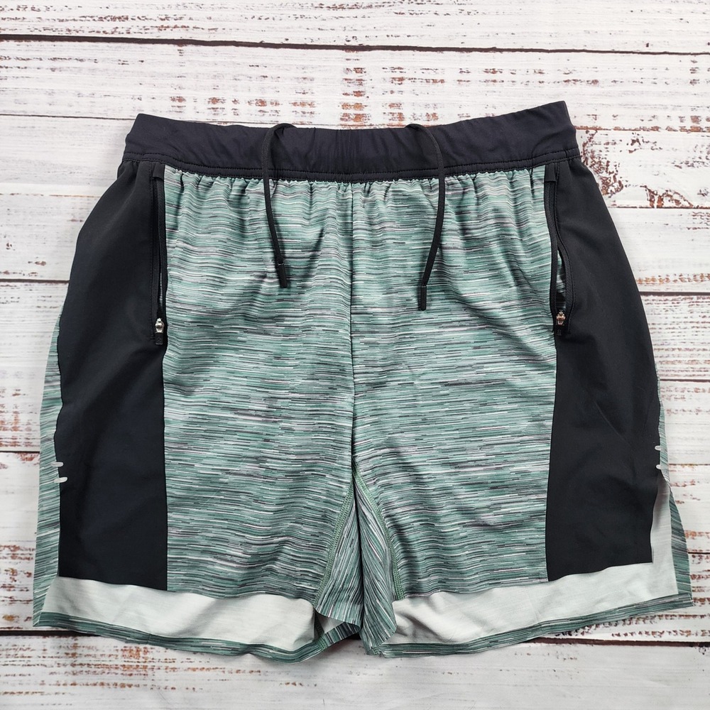 Chubbies Ultimate Training Shorts Men's L Green Black 5.5" Zip Pockets